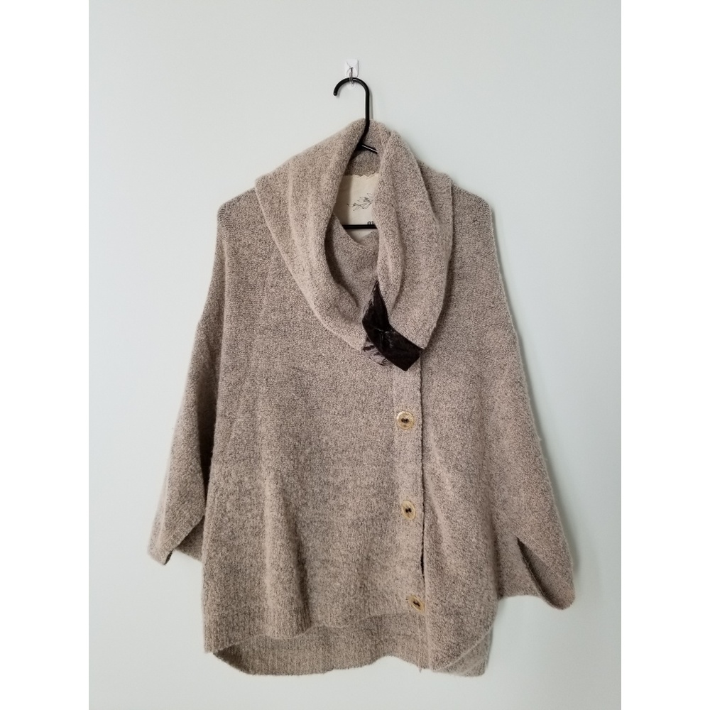Cozy Neutral Shawl Collar Button Sweater